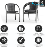 Flash Furniture Lila Modern Rattan Indoor/Outdoor Stackable Dining Chairs, Stacking Rattan Bistro Chairs for Patio or Restaurant, Set of 4, Gray