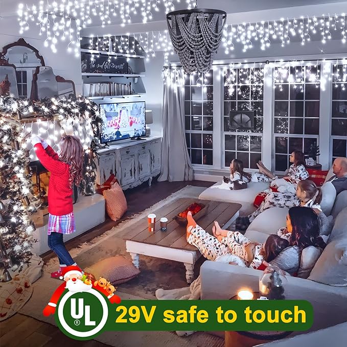 String Lights, 100 ft Outdoor Christmas Lights with 1216 LEDs, Cool White