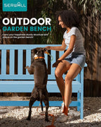 SERWALL Outdoor Bench, HDPE Outdoor Benches Weatherproof, 2-Person Garden Bench with 660 lbs Weight Capacity, Patio Benches for Outdoors, Garden, Porch, Backyard and Park, Light Blue
