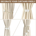 Hion Magnetic Curtain Tiebacks Beige 2pcs, Curtain Tiebacks Buckles Holdbacks Holders Hooks Clip for Home Bedroom Office Decorative Curtain