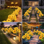 echosari 4 Pack Solar Lights Outdoor Waterproof, Sunflower Solar Stake Lights Auto ON/Off Solar Garden Decorative Lights for Lawn Pathway Landscape Birthday Gifts for Mom Women