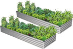 2PCS 10x3x1ft Galvanized Raised Garden Bed Kit, Galvanized Planter Raised Garden Boxes Outdoor, Large Metal Raised Garden Beds for Vegetables,Silver