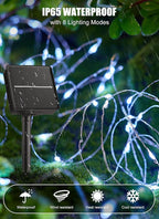 Brightown Outdoor Solar String Lights, 2 Pack 33 Feet 100 Led Solar Powered Fairy Lights with 8 Modes Waterproof Decoration Copper Wire Light for Patio Yard Trees Christmas Wedding Party (Pure White)