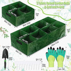 Fabric Raised Garden Bed, 2 Pack 8 Grids and 4 Grids, 128 Gallon Rectangle Grow Bags with Drainage Holes, Breathable PE Planting Containers for Outdoor Vegetables Fruits Flowers