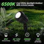 Spotlight Outdoor – 120V Plug-In, 6500K Cool White LED Landscape Lighting with RGB Purple 4 Color Lenses for Yard, Garden, Lawn & Tree Decor on Holidays&Everyday, IP67 Waterproof (1 Pack,Black)