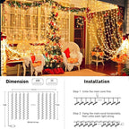 Indoor String Lights, 600 LED Warm White Curtain with Remote