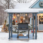 AECOJOY 8' x 5' Grill Gazebo Outdoor Pergola for Patio, 5x8 Lean to Hard Top Grill Gazebo Shelter Pergolas and Gazebos Clearance with Roof, Small Wall-Mounted Heavy Duty Awnings for Patio, Decks