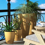 QCQHDU 10 inch Tall Planters for Indoor & Outdoor Plants, 2 Pack Sturdy Plant-Flower-Tree Pots for Front Porch Patio Deck Living Room Decor