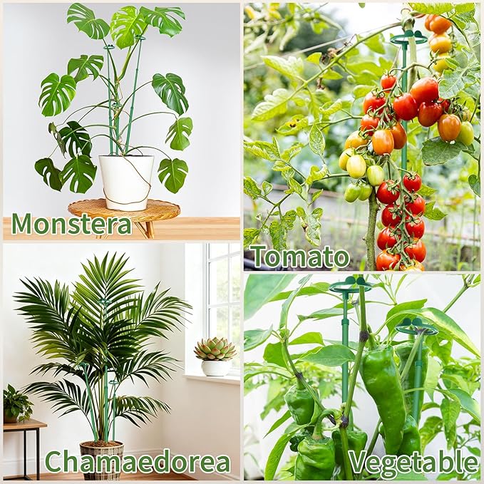 Extendable Plant Stakes,Adjustable Length from 14.3IN to 25IN Monstera Support Stakes with Clips,Sturdy Plant Stakes for Indoor Outdoor,Garden Sticks for Orchid,Tomato,Climbing Plants- 7Pack