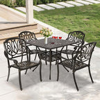 Patio Dining Table,Cast Aluminum Patio Tables with Umbrella Hole, Outdoor Bistro Table for Backyard, Garden, Patio (35" Round Table)