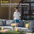 Sundale Outdoor 2 Pieces Patio Sofa Set, Metal Outdoor Sectional Loveseat with 6 Inch Olefin Cushion, All-Weather Modern Patio Chair Sets for Porch, Balcony