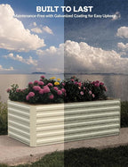 CABIHOME 2 Pcs 8x4x2 Ft Galvanized Raised Garden Bed, Deep Root Planter Box for Vegetables, Flowers, Herbs- Large Metal Raised Garden Bed Kit for Outdoor Use, Beige