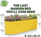Plant & Plot Galvanized Raised Garden Beds Outdoor // 8×2×2 ft Planter Raised Beds for Gardening, Vegetables, Flowers // Large Metal Garden Box (Yellow) // Patented Tool-Free Design