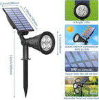 T-SUNUS Green Solar Spot Lights Outdoor 2 Pack, IP65 Waterproof Garden Spotlights Auto On/Off for St Patricks Day Halloween Christmas, Security Landscape Spotlight for Tree Patio Yard Driveway Pond