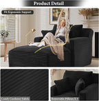 65.4" Chaise Lounge Chair Indoor, Oversized Boneless Chaise Lounge Comfy Sleeper Sofa Bed with 3 Pillows, Corduroy Cloud Reading Chair for Living Room No Assembly Required