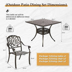 Cast Aluminum Outdoor Patio Dining Set, All Weather Outdoor Furniture Dining Set for Patio, Balcony, Lawn, Garden, Backyard (1 Square Table+ 4 Dining Chairs)