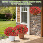 Artificial Flowers for Outdoor,Silk Flowers No Fade Fake Plastic Flowers UV Resistant Faux Plants for Outdoors Outside Front Porch Hanging Planter Window Box Garden Home Decoration,13 Pack(Red)