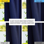 NICETOWN Canvas Outdoor Curtains for Patio Waterproof Extra Long 108" Length, 2 Panels Thermal Insulated Top and Bottom Grommet Privacy Vertical Drapes for Porch/Gazebo, 55" Wide, Dark Blue