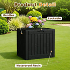 Flamaker Resin Deck Box 40 Gallon Waterproof Outdoor Indoor Storage Box Imitation Wood Resin for Patio Furniture Garden Tools and Pool (Black)