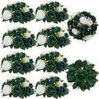 Artificial Flowers Silk Green Rose Ball Centerpieces for Tables