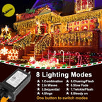 String Lights, 1216 LEDs, 100 ft Warm White Outdoor Christmas Lights