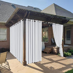RYB HOME Outdoor Curtains for Patio Waterproof Block Sunlight Thermal Insulated Privacy Assured Thick Outside Curtains for Deck, Balcony, Pool, W52" x L63", Greyish White, 1 Panel