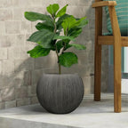 11.8" H X 14.5" D Round Plastic Planter with Drainage Hole & Plug, Large Lightweight Plant pot ,Recyclable ,Durable, Weather/UV Resistant for Indoor Outdoor, (8.9" Opening), Vintage Black