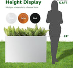 Metal Rectangular Outdoor Planter Box 36" x 15" x 24" White Steel Long Planter Spliced Flower Box with Partitions for Outside,Indoor,Garden (White, 36 * 15 * 24)