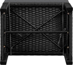 Yaheetech Wicker Ottomans, Set of 2 Footrest with Removable Cushion, 2pcs PE Rattan Side Table Additional Seating Multipurpose Outdoor Furniture for Patio, Backyard, Black/Gray
