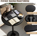 Furmax Bistro Pub Table Round Bar Height Cocktail Table for Home Bar, Round Bar Tables for Party, Dining Room, Living Room and Wedding, Metal Base MDF Top Obsidian, 40.6 Inch Height (1, Dark Black-1)