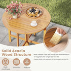 Tangkula 36 Inches Outdoor Folding Round Dining Table, No Assembly Patio Acacia Wood Bistro Table with Slatted Tabletop, 4-Person Outside Dining Furniture for Backyard, Porch, Balcony