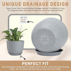 Plant Pots 10/9/8/7.5/7 inch Flower Pots with Multi Mesh Drainage Holes, Planters for Indoor Outdoor Garden Plants and Flowers. (Gray)