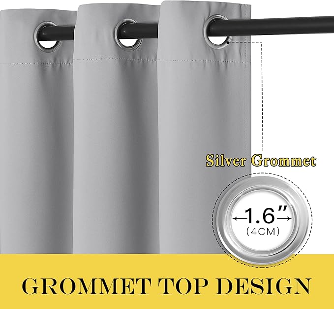 NICETOWN Blackout Curtains & Drapes - Privacy Thermal Efficiency Backdrop Curtains for Bedroom Room Divider Living Room Patio Sliding Glass Door, Wide 80 x Long 144 inch, Silver Grey, 1 Panel