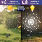 Garden Outdoor Lights, 4 Pack 120 LED Solar Garden Lights Fairy Lights Outdoor Waterproof Decorative Solar Firework Lights for Yard Patio Pathway Flowerbed Party Wedding Decor, White