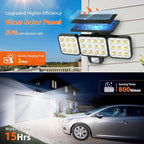 WdtPro Solar Lights Outdoor Waterproof 1 Pack, 3500LM Super Bright Motion Sensor Solar Powered LED Flood Lights, Upgrade Glass Panel, Solar Security Light Spotlights for Outside Yard