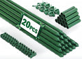 Garden Stakes 20 Pack, 16 Inch Plastic Coated Metal Tomato Stakes, DIY 4ft 5ft 6ft 7ft Plant Support Stakes with 14 Connectors 14 Rotatable Clips 14 Plant Clips for Indoor Outdoor Vegetables