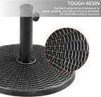Yaheetech 22 lbs Outdoor Umbrella Base, 18" Round Resin Patio Umbrella Stand, Heavy Duty Market Umbrella Base Stand for Garden & Backyard, Rustic Silver