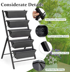Giantex Vertical Raised Garden Bed, Elevated Planter Raised Beds with Water Drainage, Freestanding 5 Container Boxes for Vegetables and Flowers Growing, Outdoor Indoor Patio Balcony