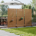 Casaphoria Metal Privacy Screen Outdoor, 72" H x 35" W Freestanding Decorative Privacy Screen for Patio Deck Balcony Garden with Stable Base, Brown-Brick