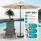 SERWALL Patio Chaise Lounge Chair Set of 2 with 9FT Patio Umbrella, 78'' HDPE Outdoor Lounger, Poly Lounge Chair with Rolling Wheels & Cup Holder for Pool,Slate Gray (Umbreall Base not Included)