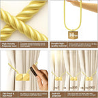 Hion Magnetic Curtain Tiebacks Golden 2pcs, Curtain Tiebacks Buckles Holdbacks Holders Hooks Clip for Home Bedroom Office Decorative Curtain