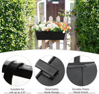 3 Pack Metal Railing Planters, 16 Inch Large Rectangular Hanging Flower Pots with Detachable Hooks & Drainage Holes, Fits Rails up to 2.5", Galvanized Iron Window Box for Balcony Garden - Black