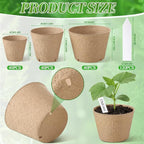 120 Pcs Round Peat Pots 2.4"+3.14"+4" Plant Starter Nursery Pot with Drainage Holes Garden Germination Seedling Pots with 120 Plant Labels for Indoor Outdoor Gardens