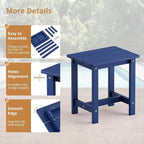 LUE BONA Outdoor Side Table, HDPS Small Outdoor Table, Adirondack Side Table, Outside End Table for Patio, Porch, Deck, Pool, Weather Resistant/Easy Maintenance/Indoor or Outside Use, Navy