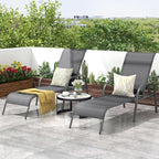 Giantex Patio Lounge Chair, Outdoor Chaise Lounge with 5 Adjustable Backrest, Sturdy Steel Frame, Sunbathing Recliner, Tanning Chair for Beach, Outside, Yard, Balcony, Pool Chairs (1,Dark Gray)