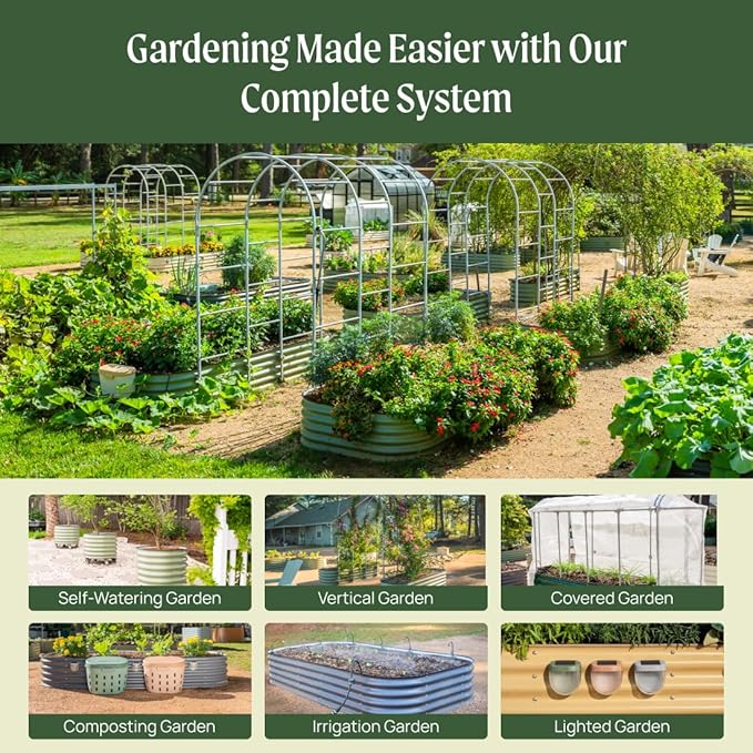 Vego garden Raised Garden Bed Kits, 17" Tall 9 in 1 8ft X 2ft Metal Raised Planter Bed for Vegetables Flowers Ground Planter Box-Modern Gray