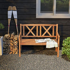 Giantex Patio Garden Bench Loveseat - 2-Person Acacia Wood Bench with Armrest, Backrest, Sturdy Frame, 800lbs Capacity, Outside Park Bench for Patio, Yard, Front Porch, Outdoor Garden Bench, Natural