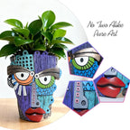 Abstract Face Planter Pots for Plants,Hand-Painted Colorful Flower Pots with Drainage,Indoor Outdoor Garden Decor Gift(Eclectic,Small)