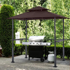 ABCCANOPY 8x5 Grill Gazebo - Outdoor BBQ Canopy Shelter with Led Light for Patio Backyard Grilling (Brown)