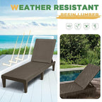 Greesum Outdoor Chaise Lounge Chairs Set of 2 with 5-Position Adjustable Backrest, Waterproof PP Sun Chaise Loungers for Garden Pool Beach Patio Deck Sunbathing, Brown